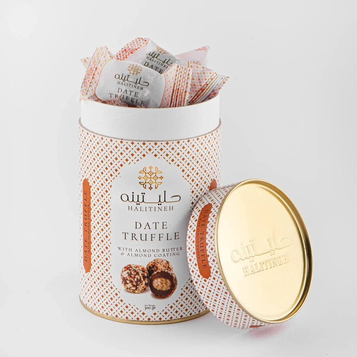 Almond date truffle · 300 g cylinder