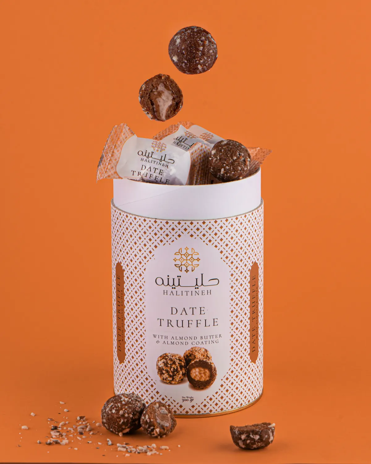 Almond date truffle · 300 g cylinder